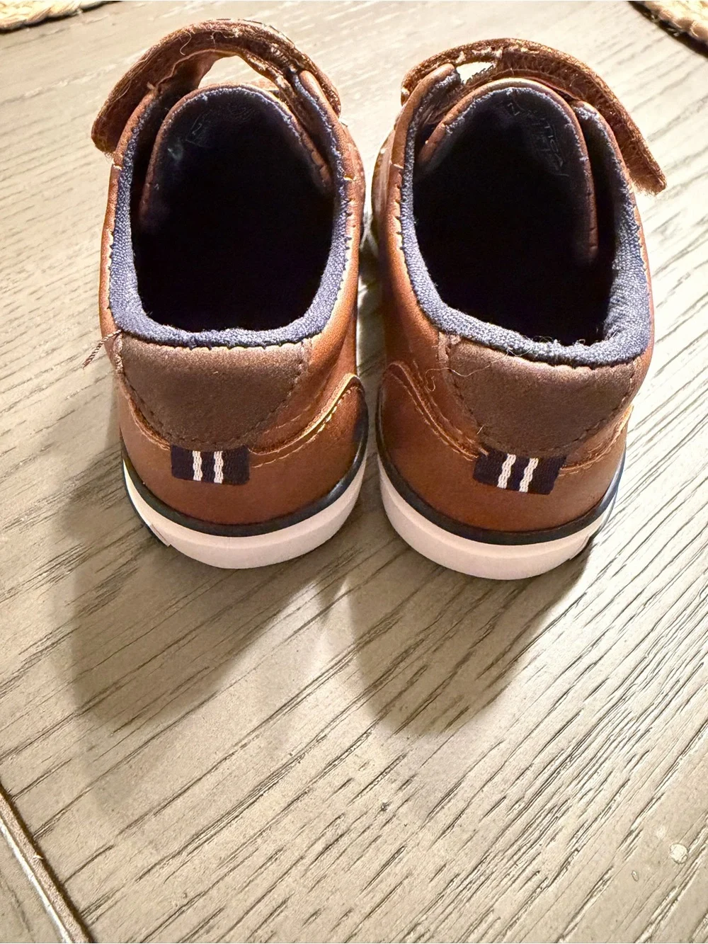 Nautica Toddler Tan Leather Hook-and-Loop Boat Shoes